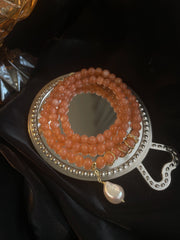 Bracelet triple cercle en pierre de soleil et perles baroques