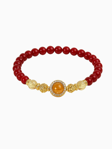 Bracelet en cristal Ember Glow - Breloque énergétique en onyx rouge et quartz blanc