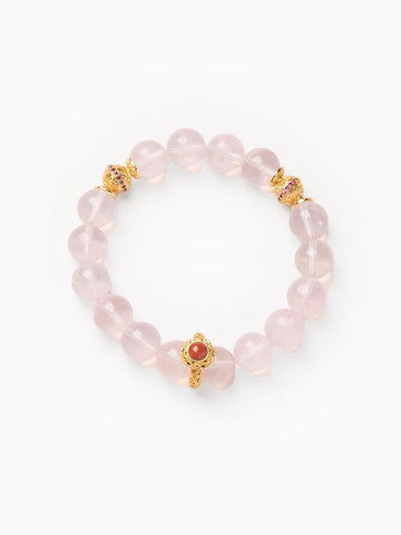 Serene Blossom|Neue Handkette mit zartem rosa Kristall im chinesischen Stil