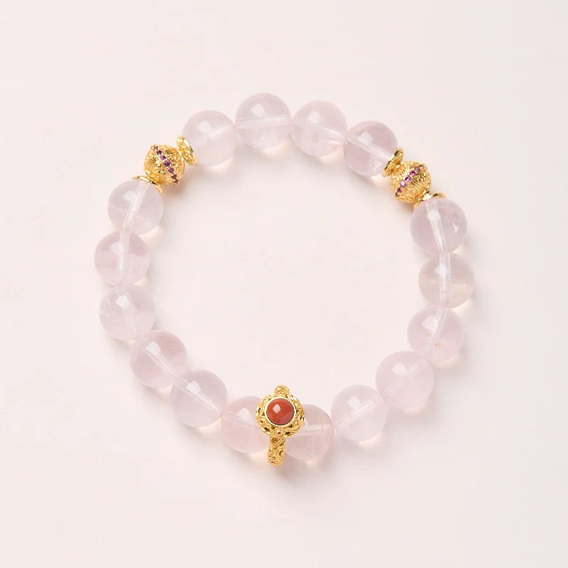 Serene Blossom|Neue Handkette mit zartem rosa Kristall im chinesischen Stil