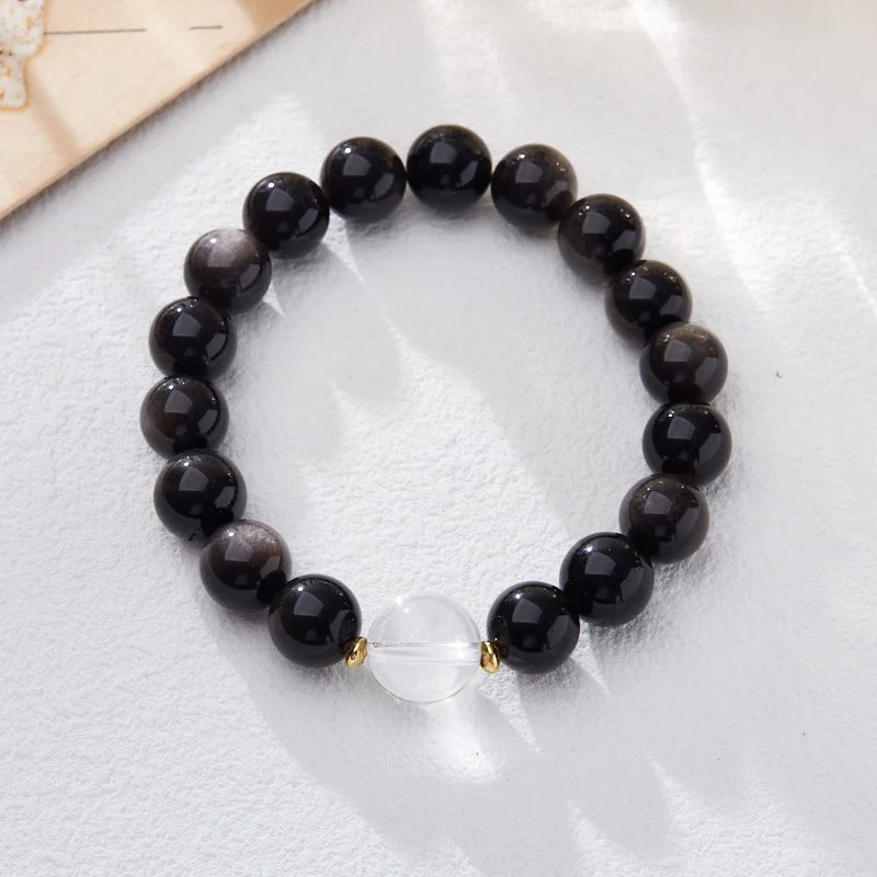 Light of Alliance, Shadow of Vow | White Quartz & Obsidian Love Bracelet