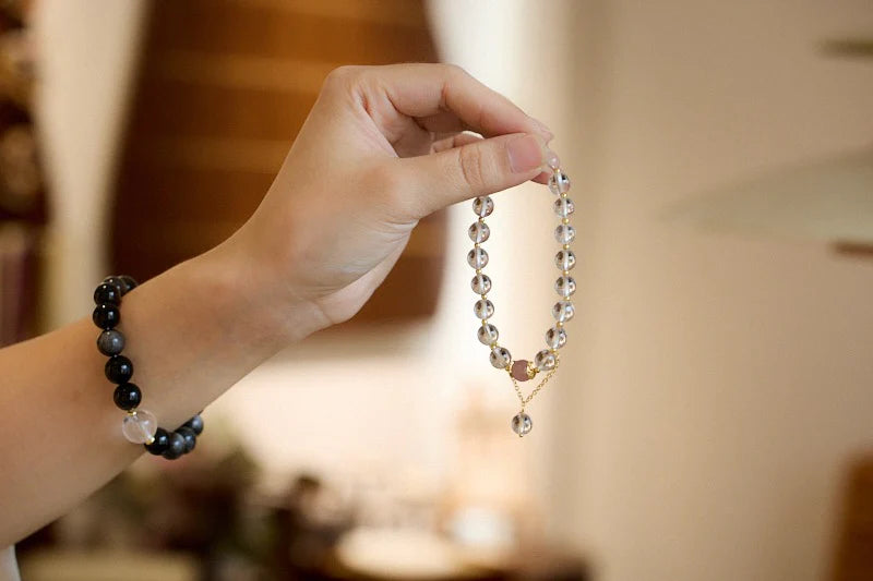 Light of Alliance, Shadow of Vow | White Quartz & Obsidian Love Bracelet