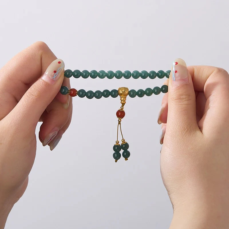 Bracelet cloche triple tube en argent sterling et jade bleu d'eau