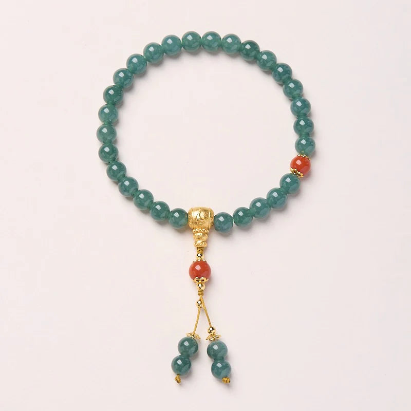 Bracelet cloche triple tube en argent sterling et jade bleu d'eau