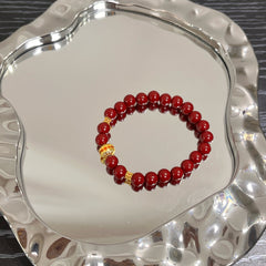 Ember Glow Crystal Bracelet - Red Onyx & White Quartz Energy Charm