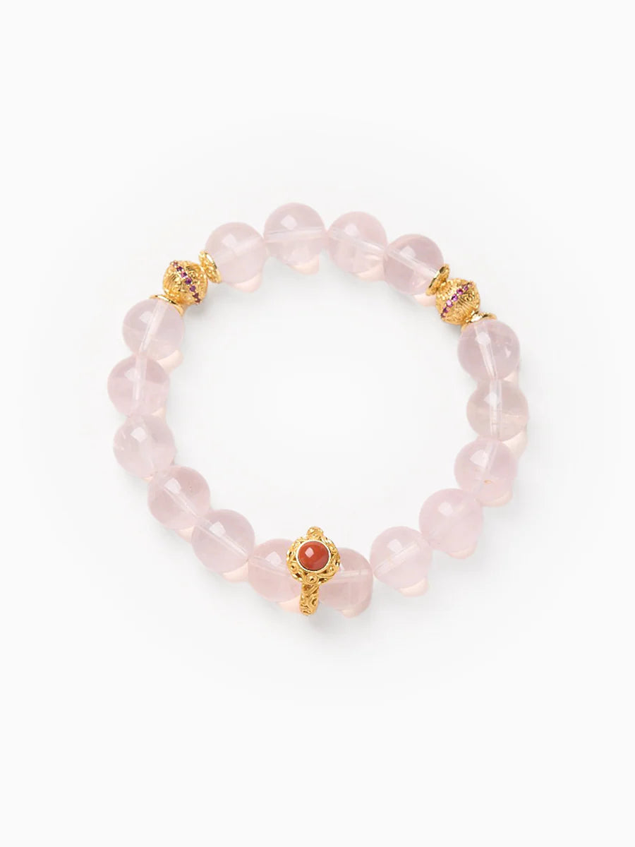 Serene Blossom|Neue Handkette mit zartem rosa Kristall im chinesischen Stil